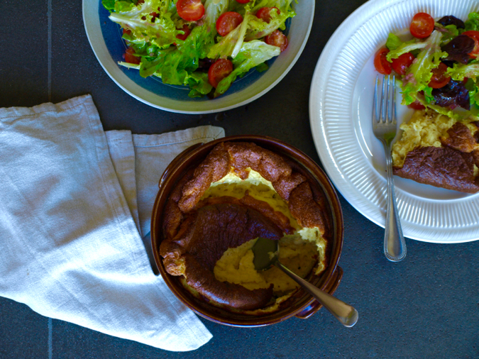 Cheese souffle and best-dressed salad
